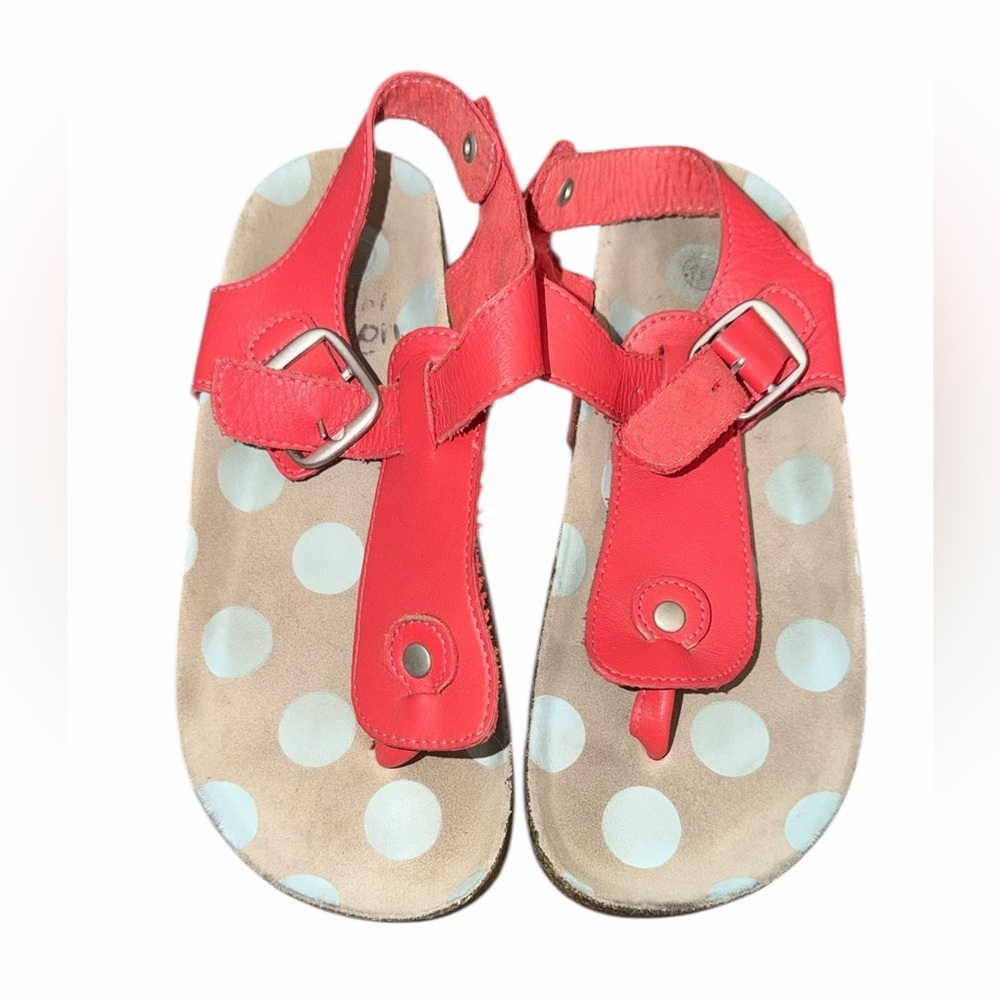 Mini Boden Kids Coral cork thong Sandals with Polka Dot Insole Sz 31 US 13